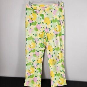 Vintage Lilly Pulitzer Women's Lemon Lime Citrus Yellow Pink Pants Size 2 Capris